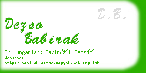 dezso babirak business card
